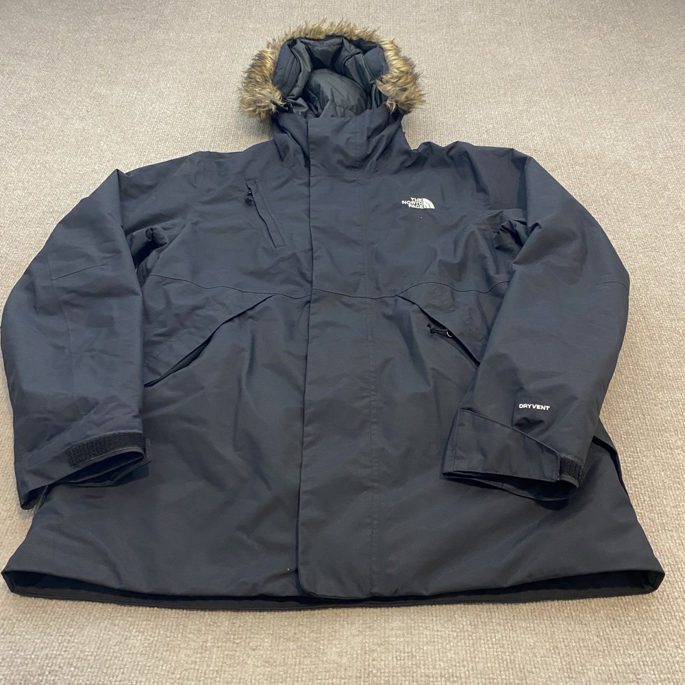 The North Face Coat Womens XL Black DryVent Hooded Faux Fur Ski Parka Winter